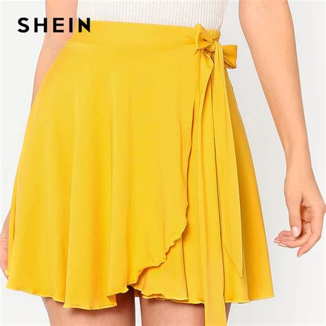 shein yellow skirt